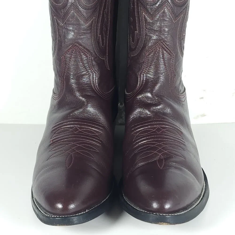 Nocona Men's US 9D 8011 Brown Leather Embroidered Western Cowboy Boots